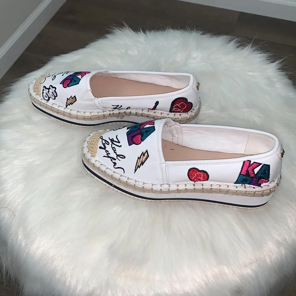 NWT KARL LAGERFELD EMBROIDERED SLIP ON SHOES HAND CRAFTED SIZE 5.5 - Picture 11 of 16